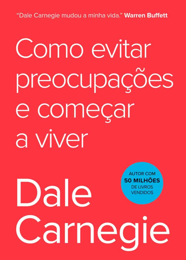 Imagem da capa de "Como Evitar Preocupações e Começar a Viver" de Dale Carnegie – uma capa de livro calmante com título e nome do autor.